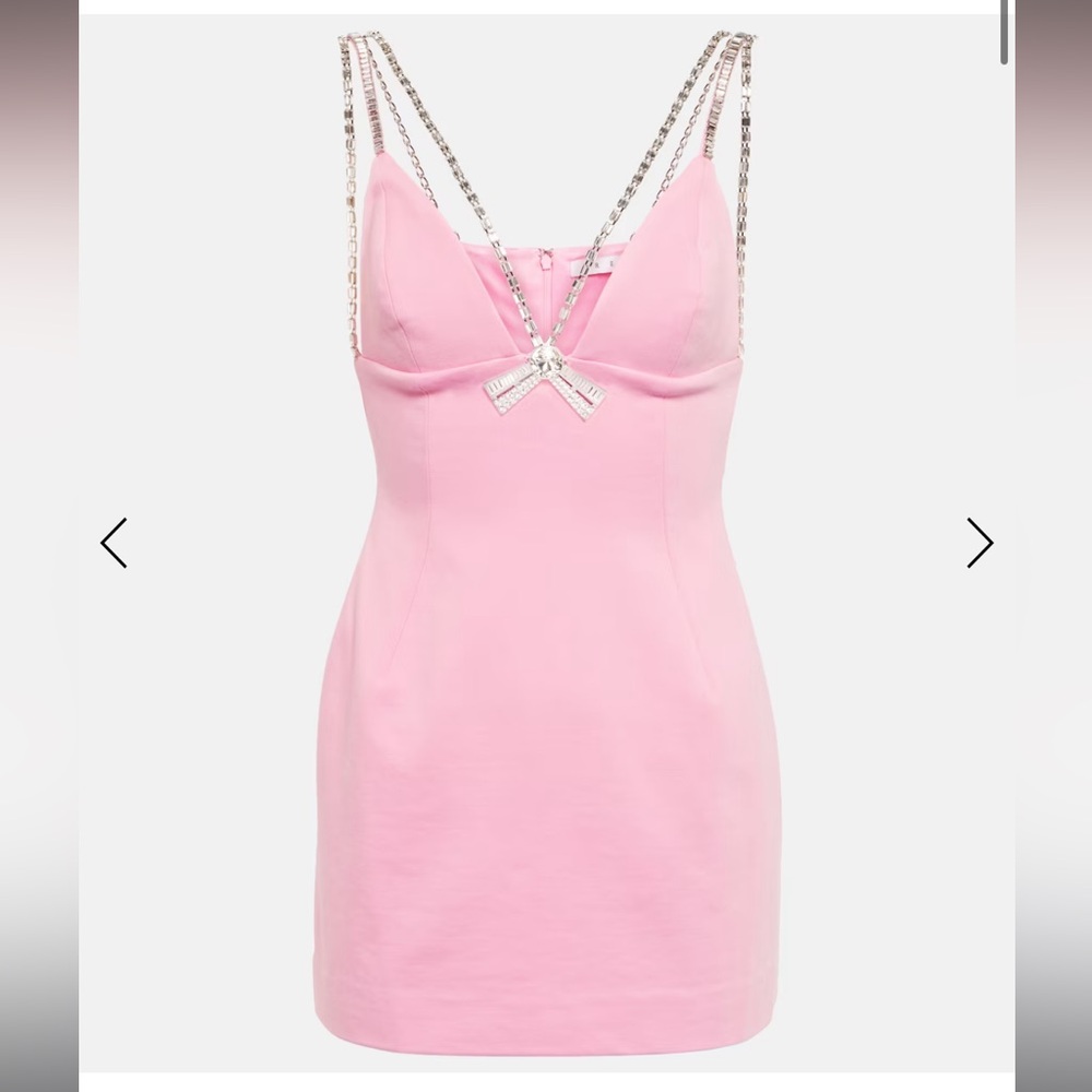 AREA Pink Mini Dress with Silver Straps